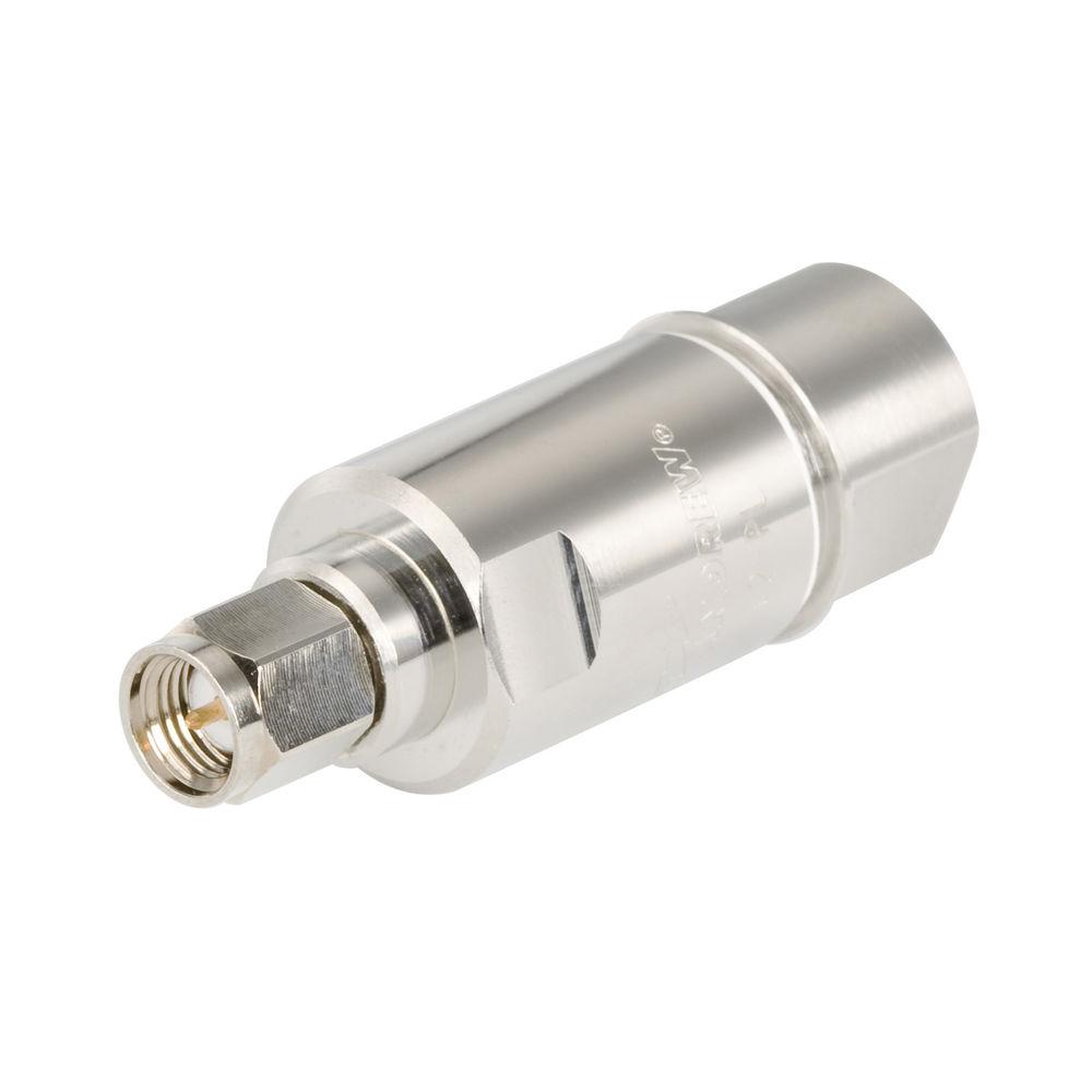 Cylindrical metal adapter with threaded connector.