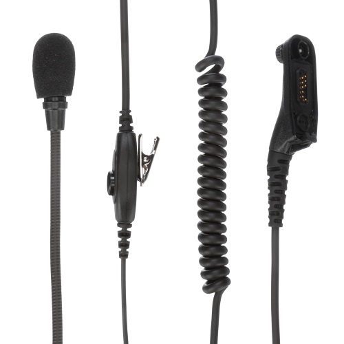 Microphone with clip, coiled and connector cable.