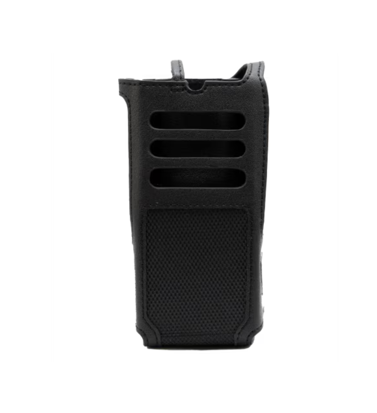 7000_00757834_MOT_01.png Schwarze Schutztasche mit offenen Seitenschlitzen.