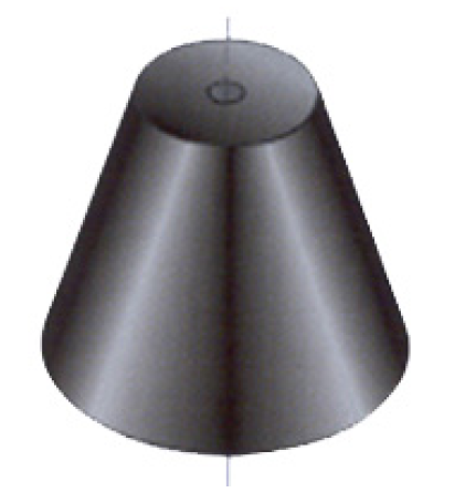 Dark truncated cone with circular base and rounded top.