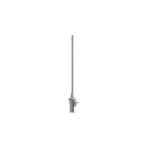 Graue vertikale Antenne auf weißem Hintergrund.