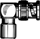Schwarz-weißes Symbol eines Winkelschraubenschlüssels.