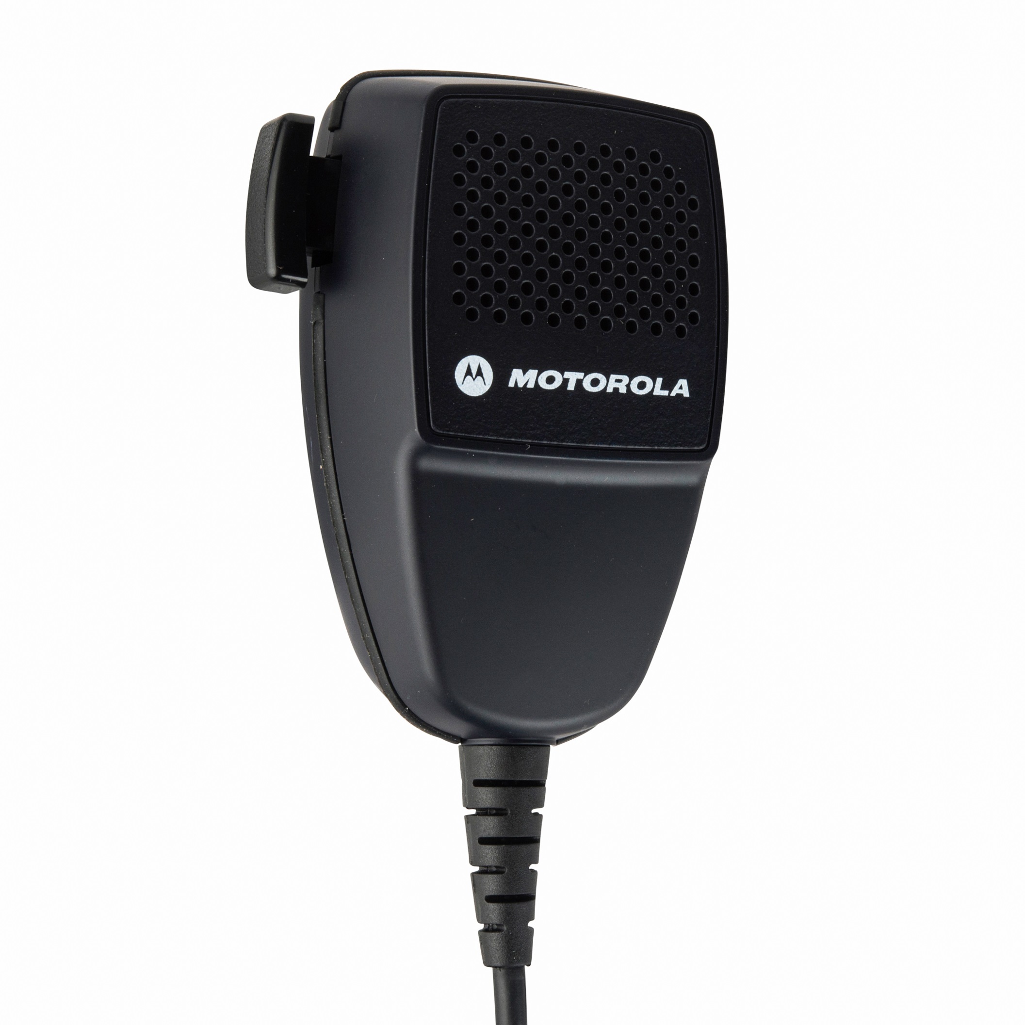 Schwarzes Moto-Rola-Mikrofon mit Kabel.