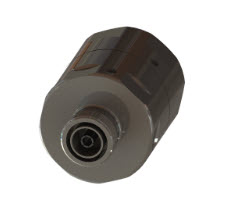 Zylindrisches Maschinenteil mit Metallgewinde.