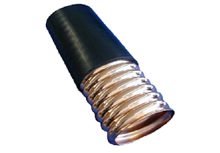 Rubber-coated steel threaded sleeve.