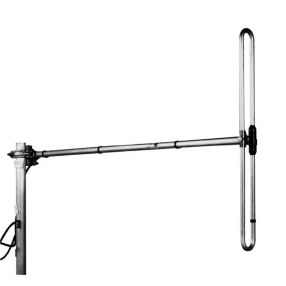 Metal rod with telescoping arm and oval loop on the right.