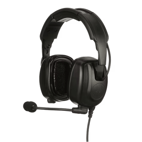 Schwarzes Headset mit Mikrofon.