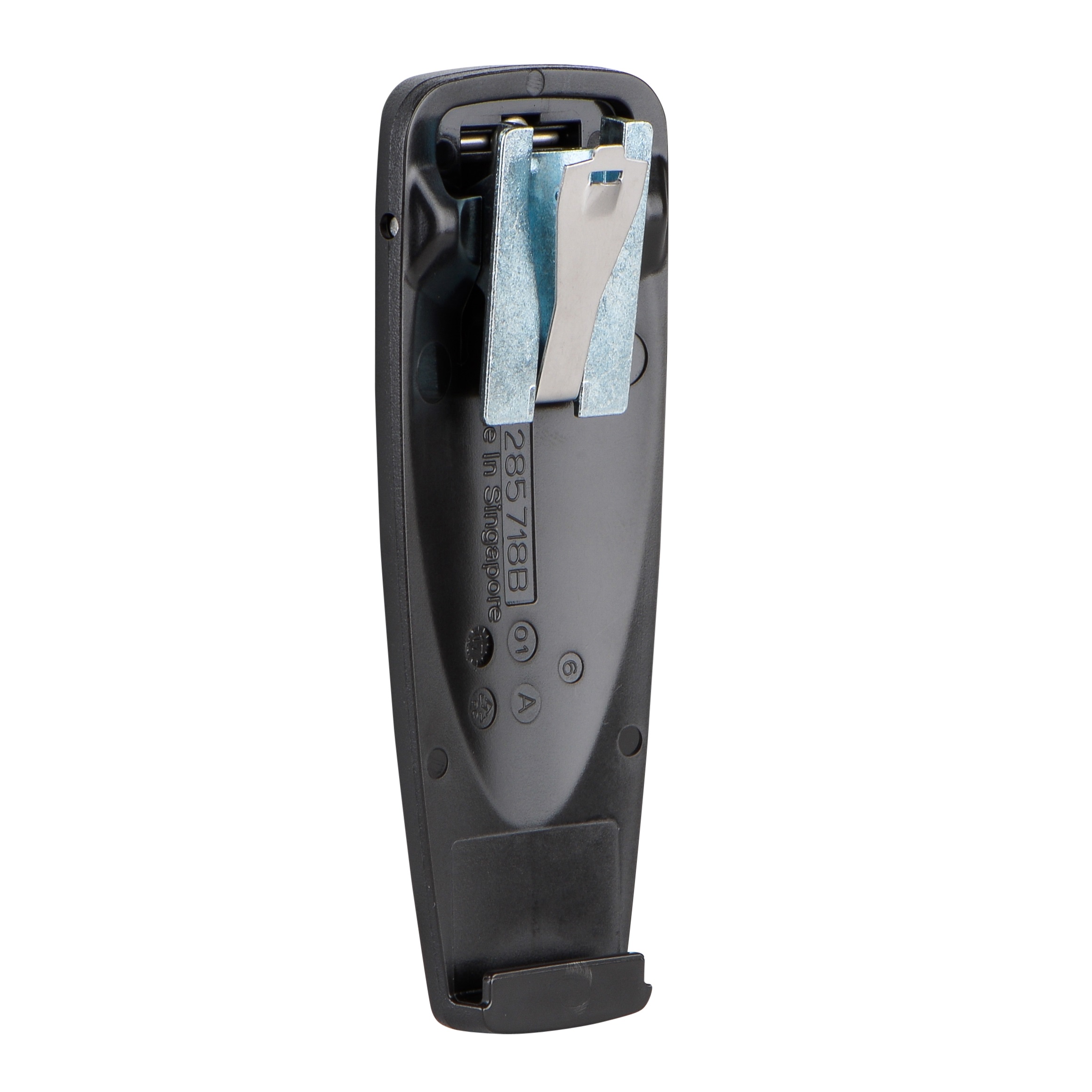 7000-00268400_mot_01.jpg Remote control with metal clip and serial number on the back.
