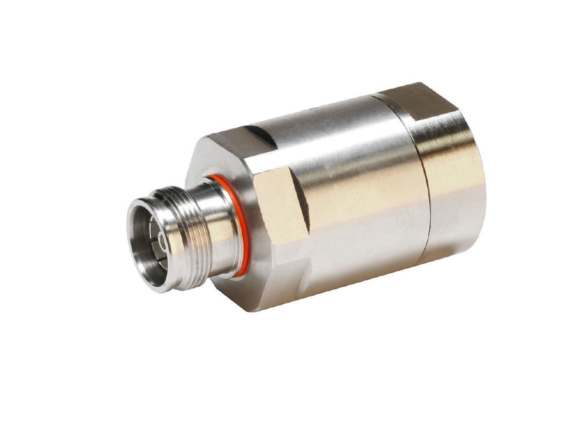 Silver metal adapter with thread and red seal