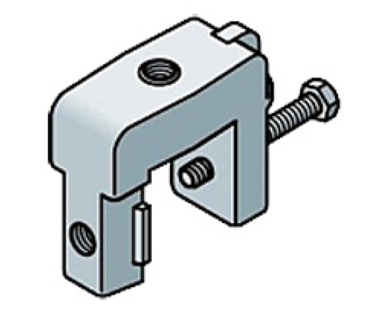 Metallwinkelhalterung mit Schrauben und Gewindebohrungen.
