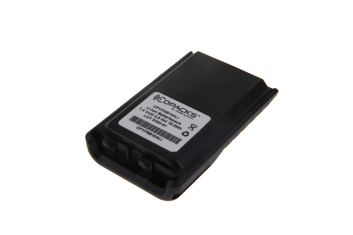 000-00752414_cop_01.jpg Black lithium-ion battery pack with sticker, specifications on white label.