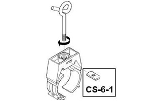 Instructions for inserting a screw into a clamp, model CS-6-1.
