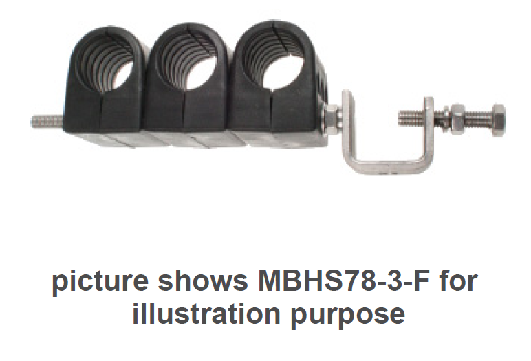 Metallschelle MBHS78-3-F mit drei Öffnungen und Schraubanschluss.