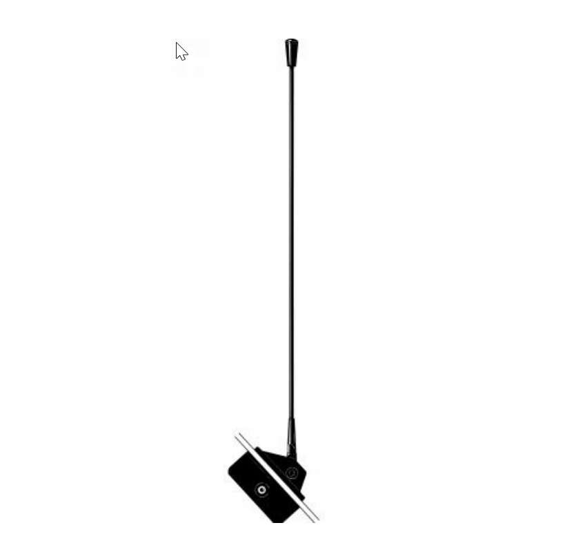 7000_00754365_PRO_01.png Black antenna with a rectangular base, positioned vertically.
