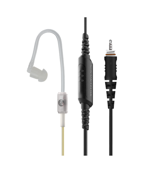 Earpiece with coiled cable, control button, and 3.5mm jack