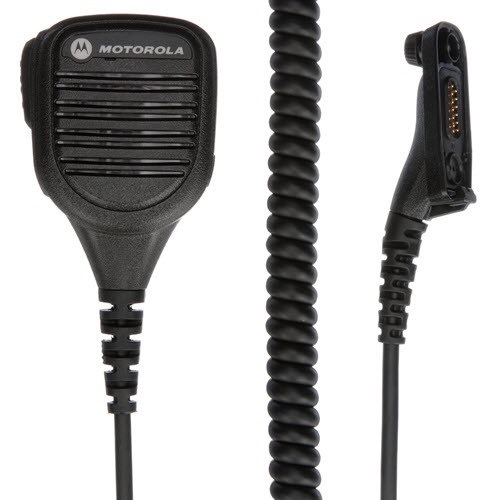 7000-00348100_mot_01.jpg Black microphone with coiled cable and connector.