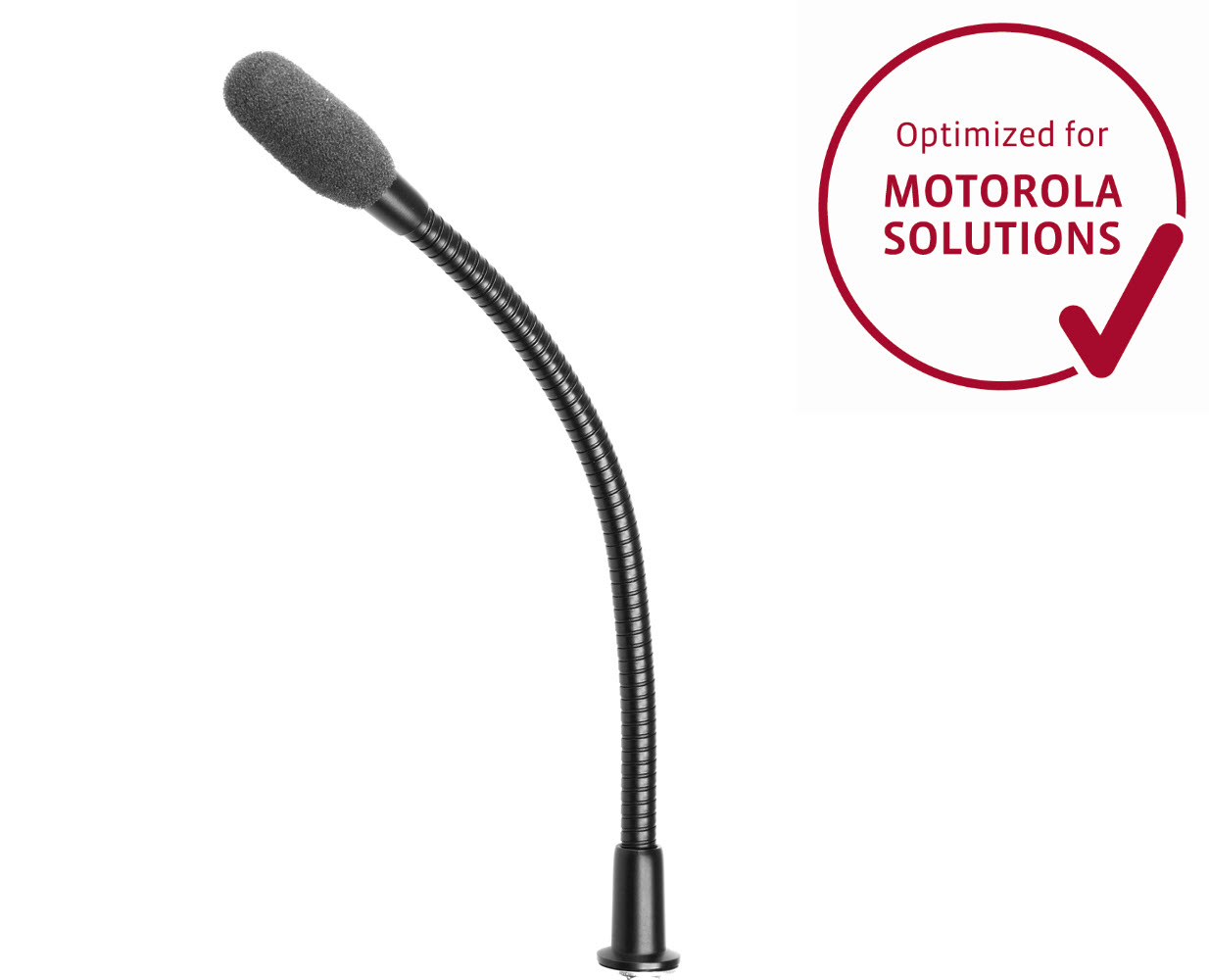 Flexibles Mikrofon mit Schaumstoffkopf, optimiert für Motorola Solutions.