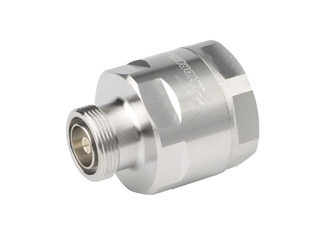 Metal connector with threaded end and hexagonal base.