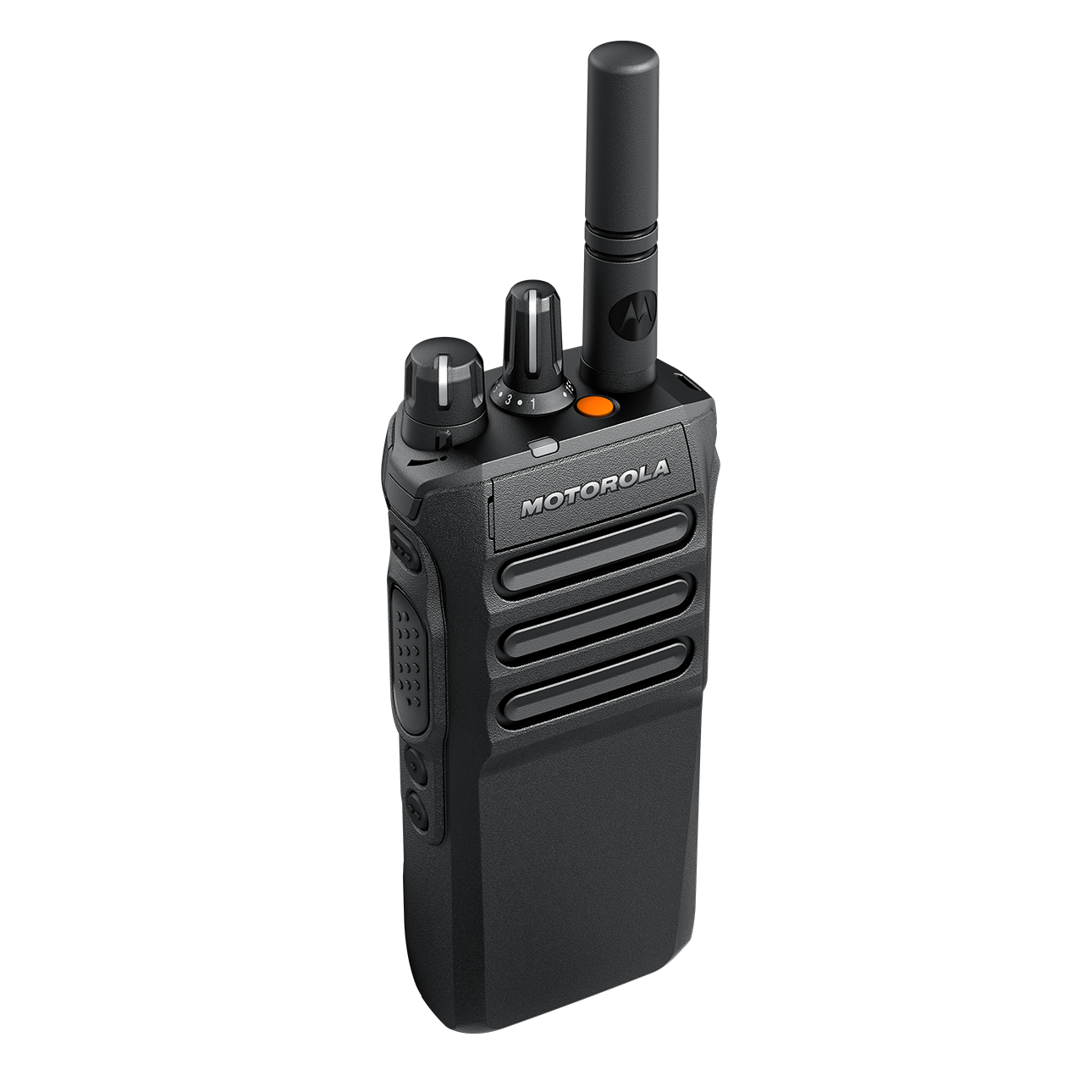 Handfunkgerät MOTOTRBO R7a Schwarzes Handfunkgerät mit Display und Tasten.