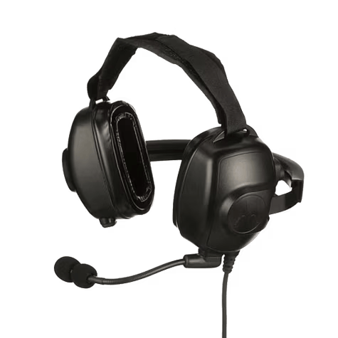 Schwarzes Headset mit Mikrofon und Ohrpolstern