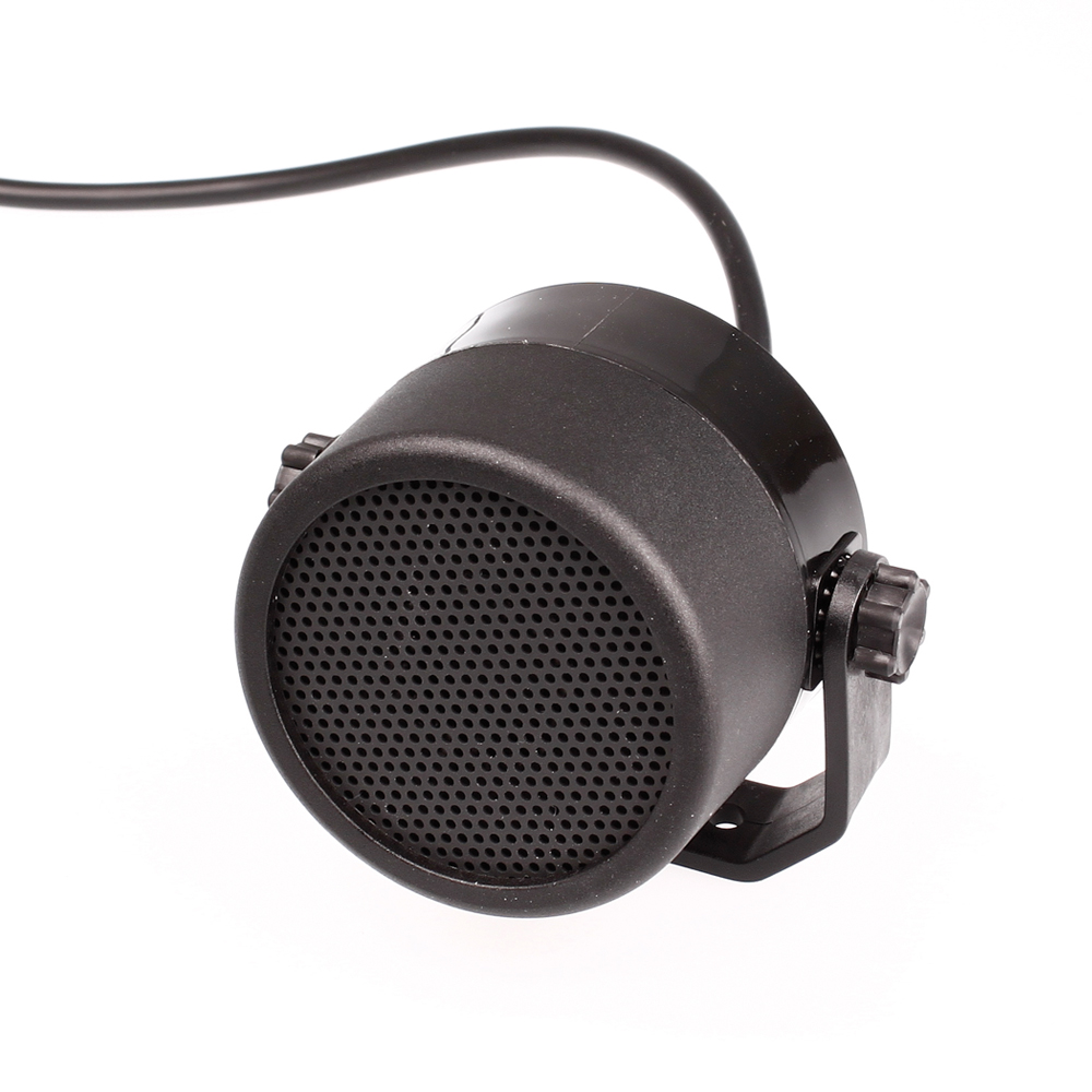 Schwarzer Mini-Lautsprecher mit Kabel und Halterung