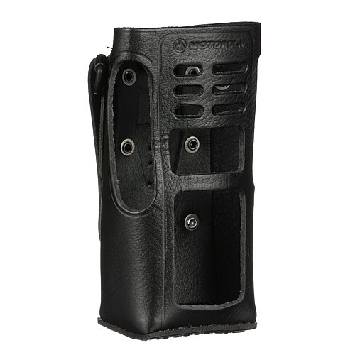 7000-00356000_mot_01.jpg Black leather case for a radio, side holes for connectors.