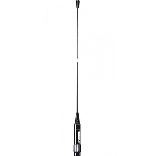 Schwarze Funkantenne, auseinandergebaut in zwei Teile.
