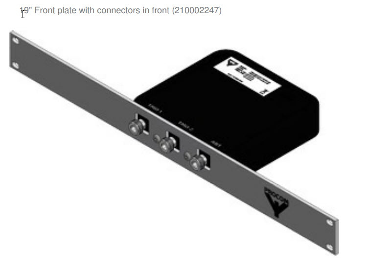 19-inch front plate with connectors at the front.