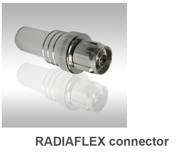 Metallischer RADIAFLEX-Stecker mit reflektierter Oberfläche.