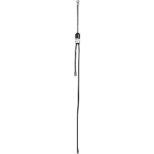 Whip with long handle and short leather straps.