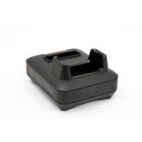 Black charger for power tool batteries.