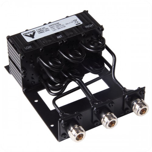 Black electronic component with three connectors and spiral cables.