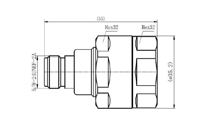 7000_00753890_HS_01.jpg Technische Zeichnung eines Steckverbinders mit Maßen und Gewindeangaben.