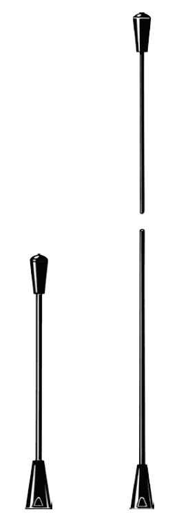 Three black antennas, different lengths, vertically aligned.
