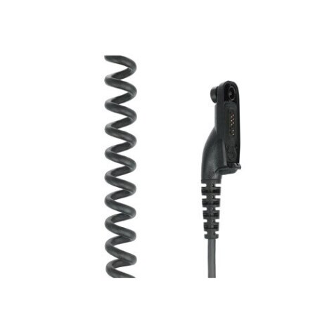 Black spiral cable with specialized connector.