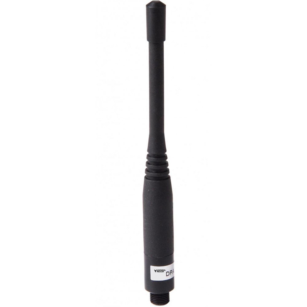 Schwarze Antenne mit gerilltem Griff.