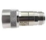 Metal adapter for cable connections, cylindrical shape, knurled surface.