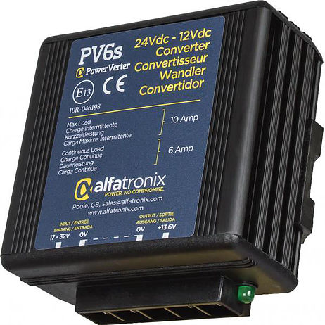 Spannungswandler PV6s von 24V auf 12V DC, max. 10 Amp, 6 Amp Dauereinsatz.