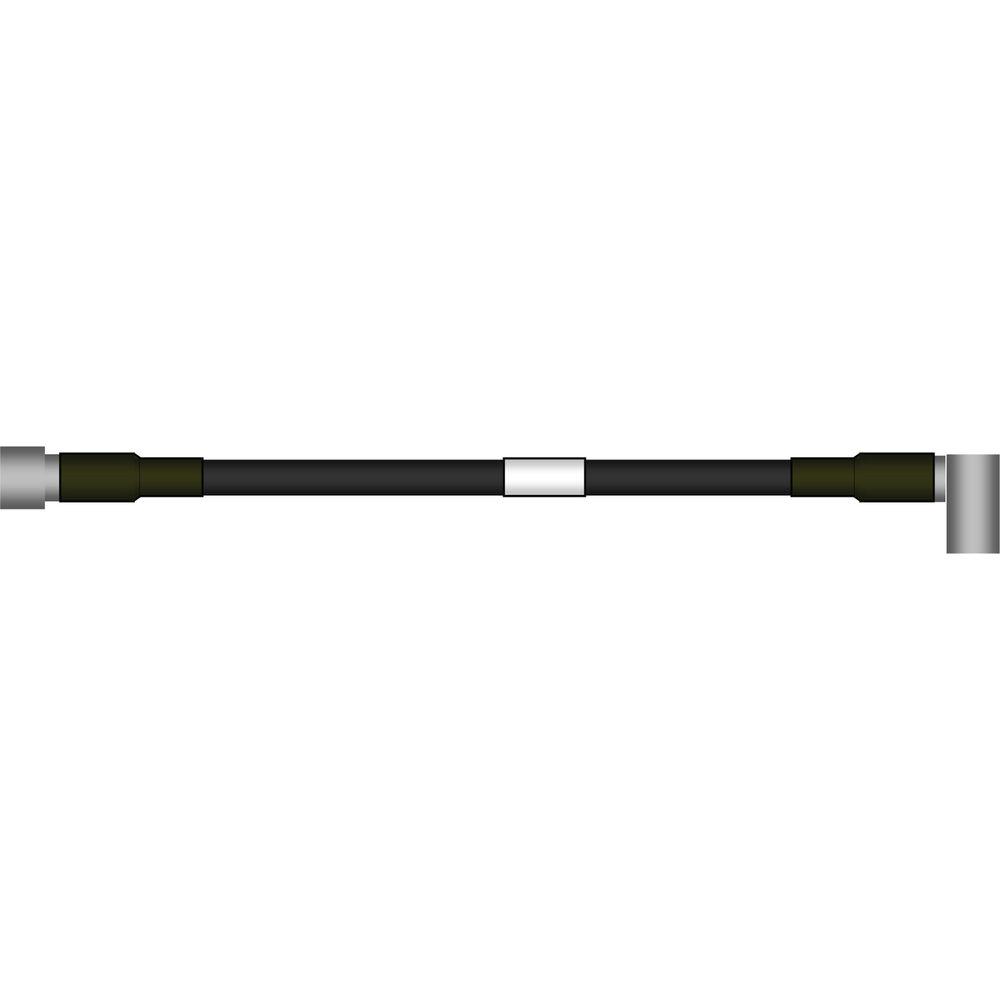 Ein langes schwarzes Kabel mit Metallanschlüssen an beiden Enden.