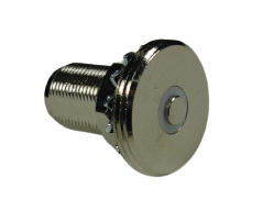 Zylindrische Metallverschlusskappe mit Rillen und zentraler Schraube.