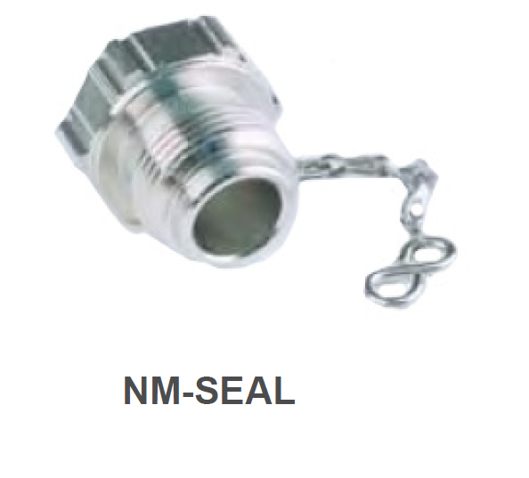 Metallkappe mit Kette, beschriftet mit NM-SEAL.