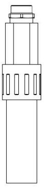 7000-00753659_com_01.png Technische Zeichnung eines zylindrischen Objekts mit Rillen.