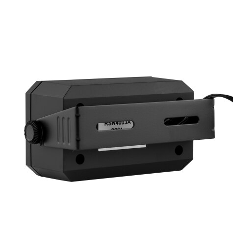 Black rectangular device with cable and bracket.