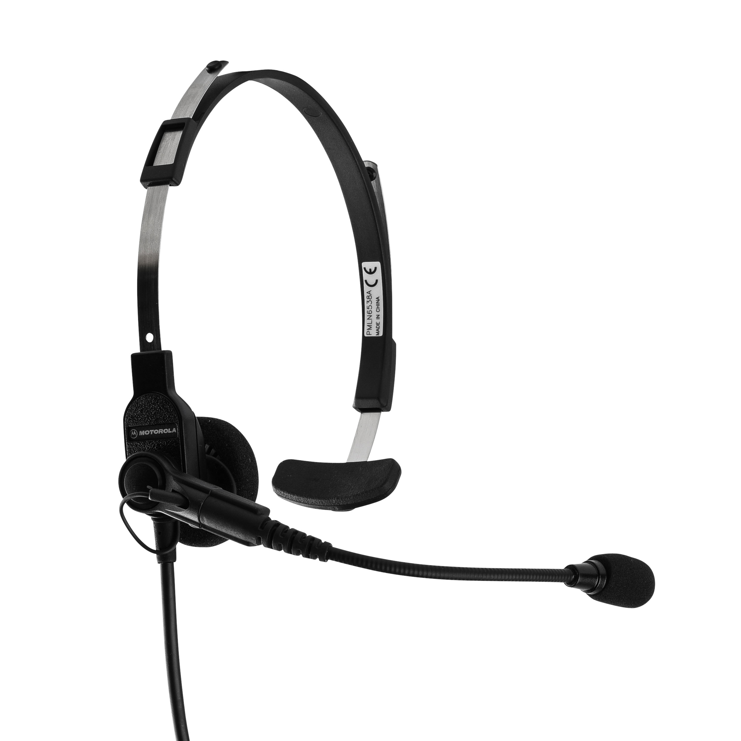 Schwarzes Headset mit Mikrofon, flexiblem Kopfbügel und Ohrpolster.
