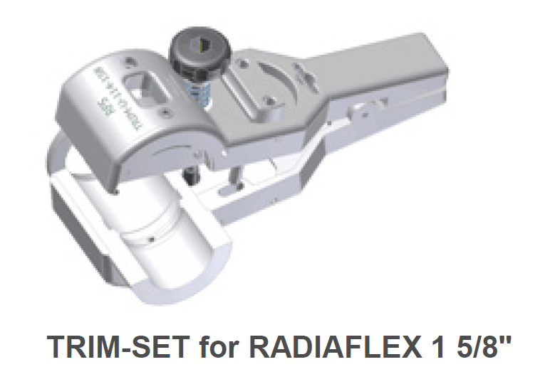 TRIM-Set für RADIAFLEX 1 5/8 Zoll, graues Metallteil.