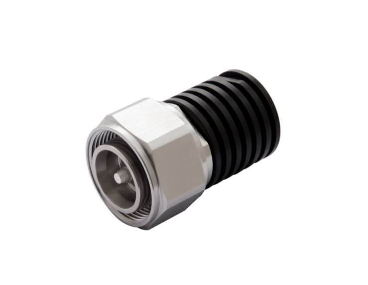 Metallischer Steckverbinder mit Rillen am zylindrischen Teil.