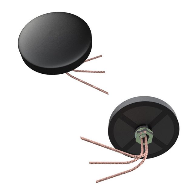 7000-00727600_vim_01.jpg Two round black magnetic bases with screw mounts and cables.
