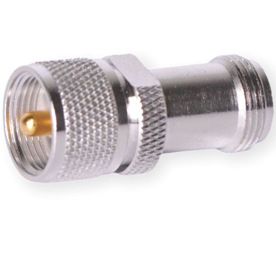 Metal adapter with internal thread and gold tip.