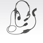 Schwarzes Headset mit Mikrofon und Kabel.