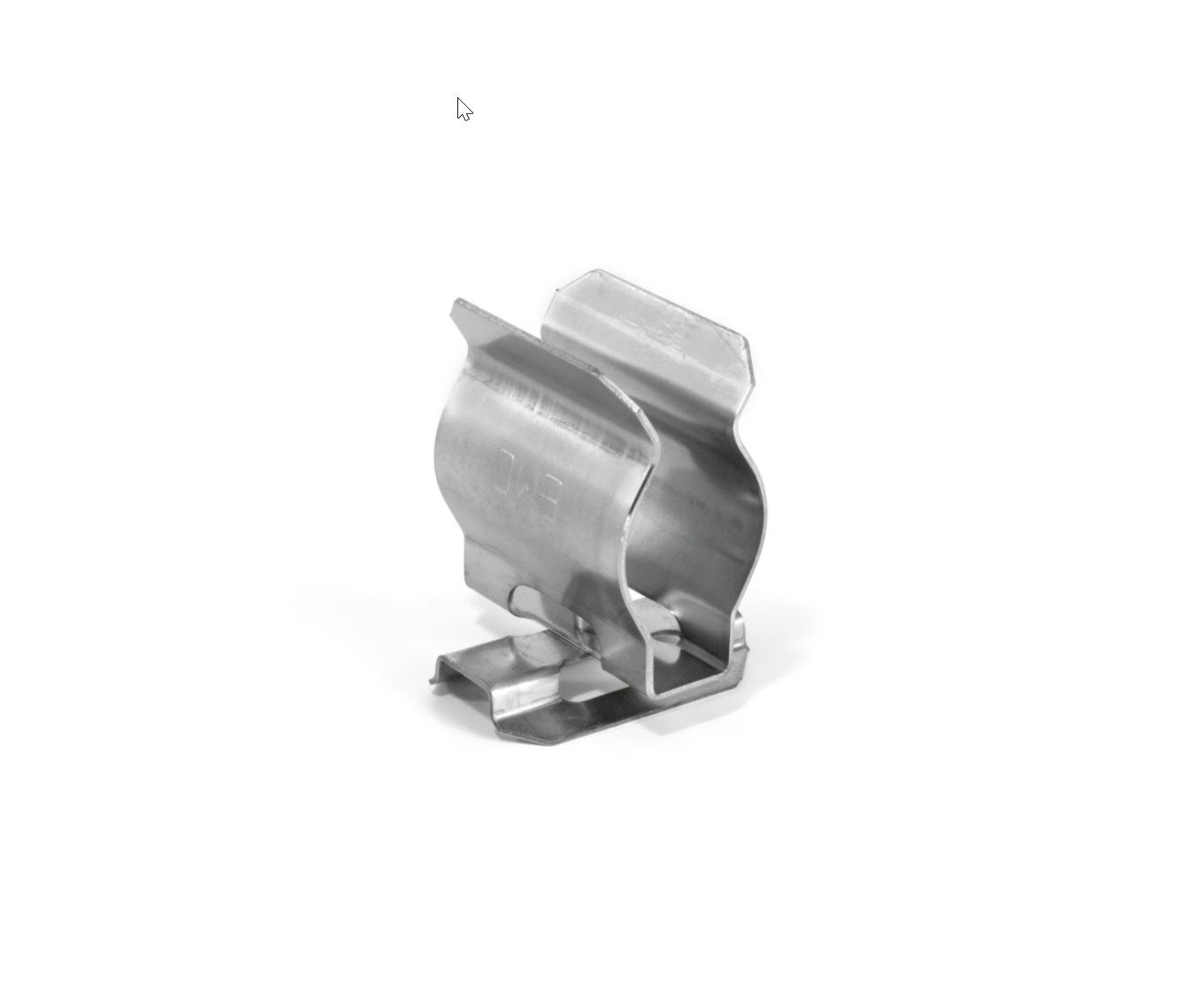 Curved metal clip on a white background.